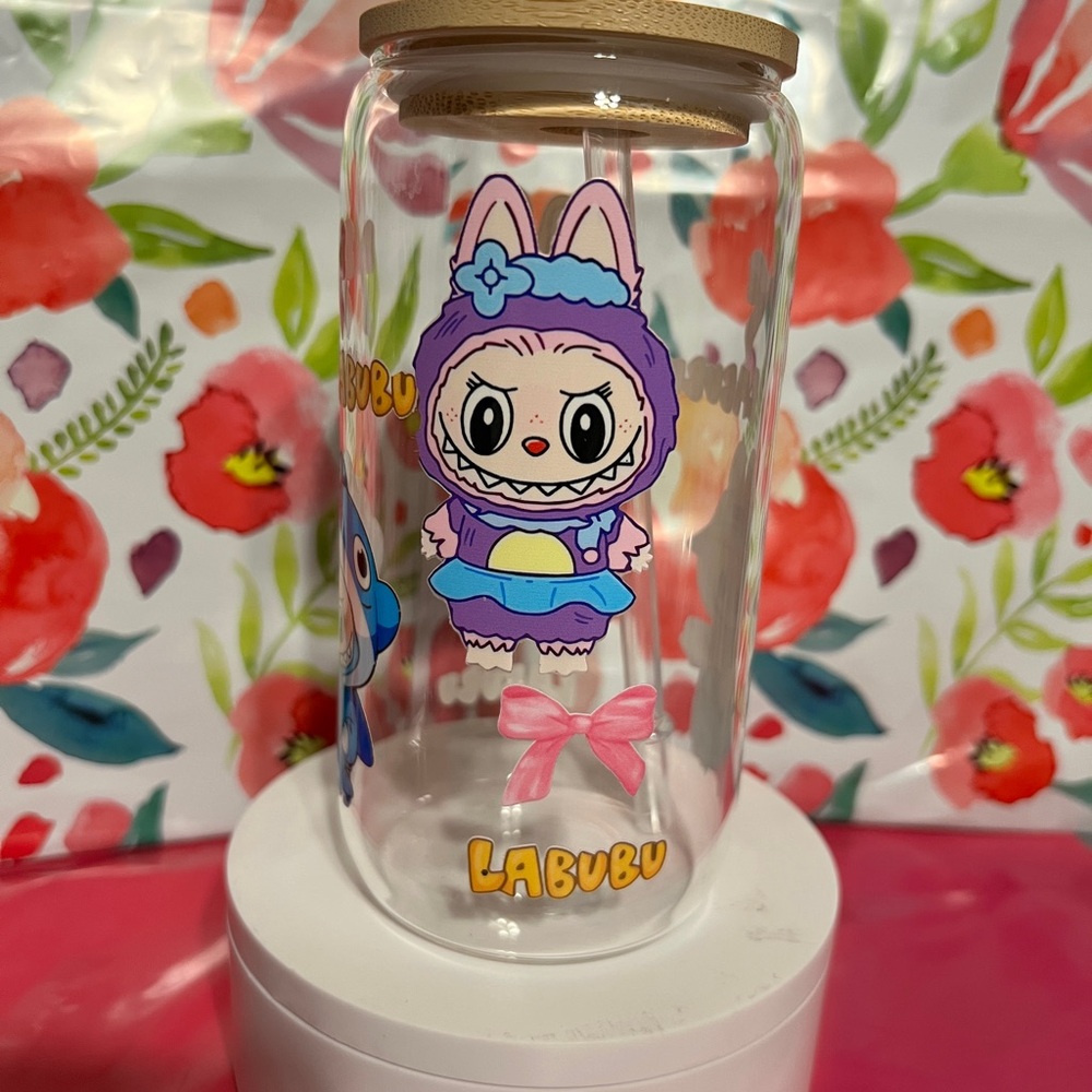 Cute Labubu Character Glass Jar